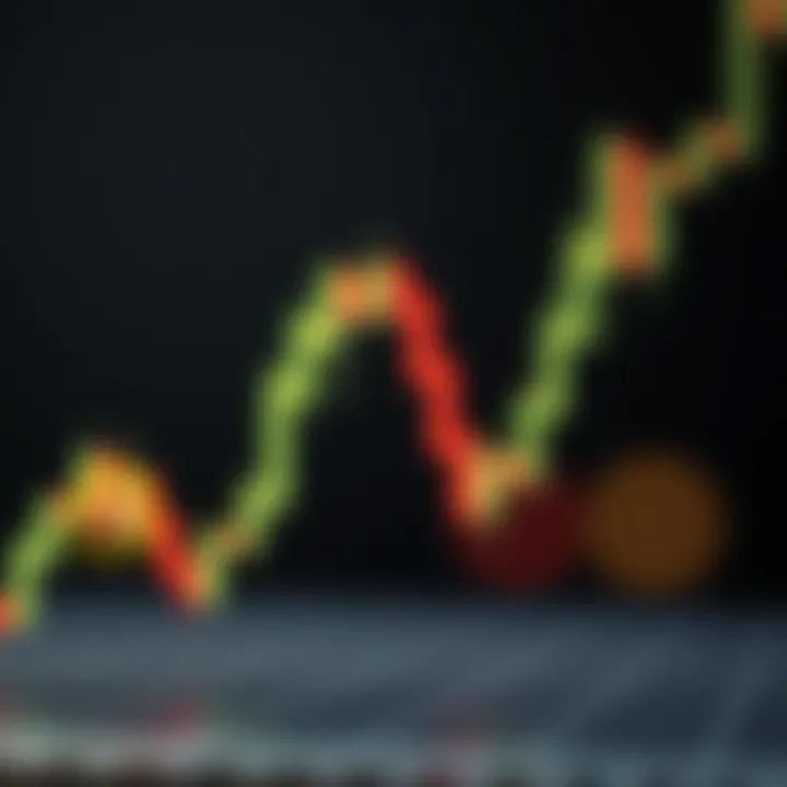 Detailed view of a tweezer bottom candlestick pattern