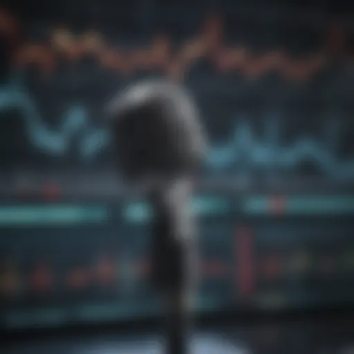 Microphone with stock charts in the background