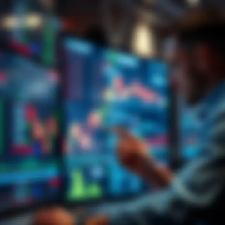 Trader analyzing ticker information on a screen