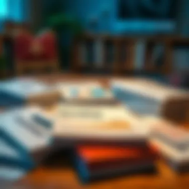 Books and resources on investment strategies spread on a table