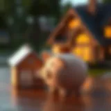A conceptual depiction of a 401k account represented as a piggy bank next to a house.