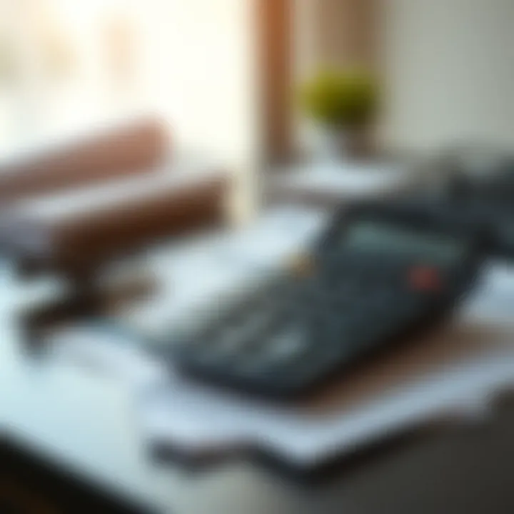 A calculator and documents on a desk