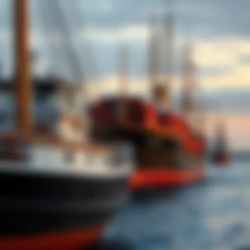 Historic maritime vessels representing American shipping history